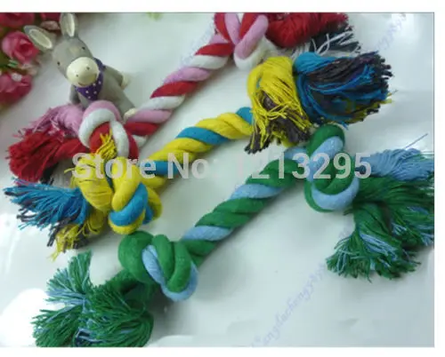 

2pcs New Hot Funny Dog Puppy Pet Chew Cotton Braided Bone Rope Knot Play Toy
