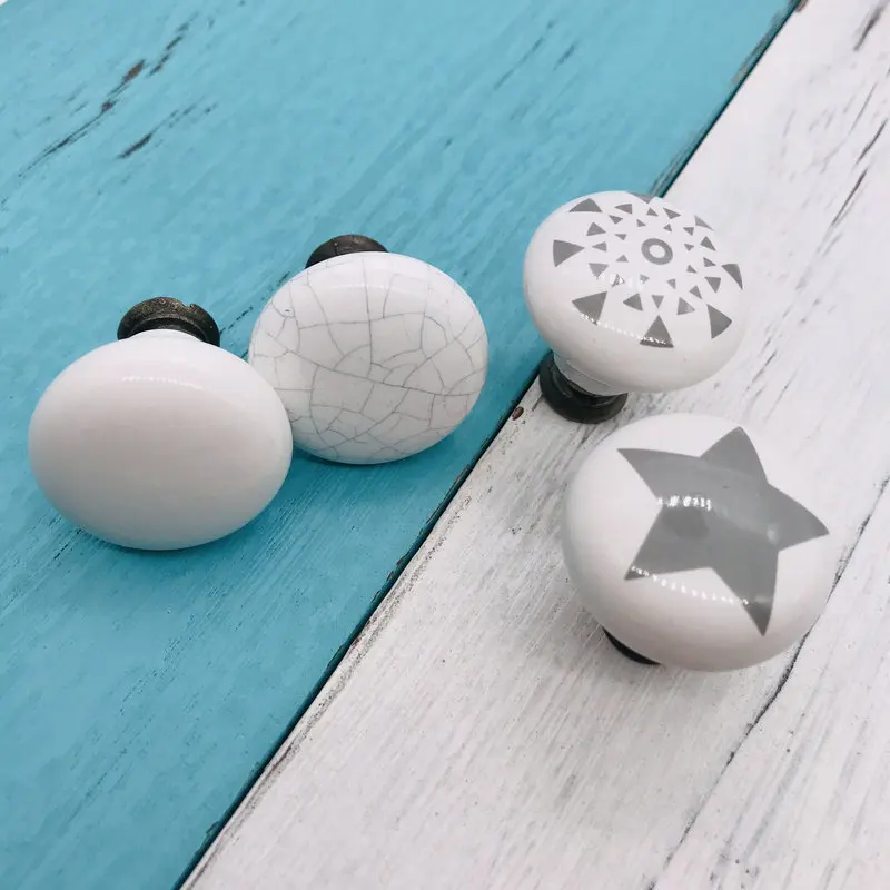 Дверные ручки из c одним отверстием круглый керамики в европейском стиле для