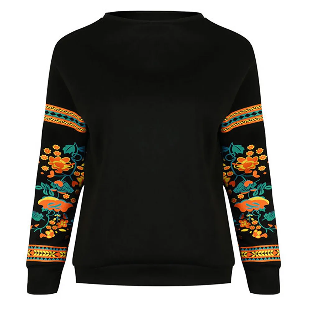 Для женщин s Повседневное шарф с принтом топы длинными рукавами и круглым вырезом