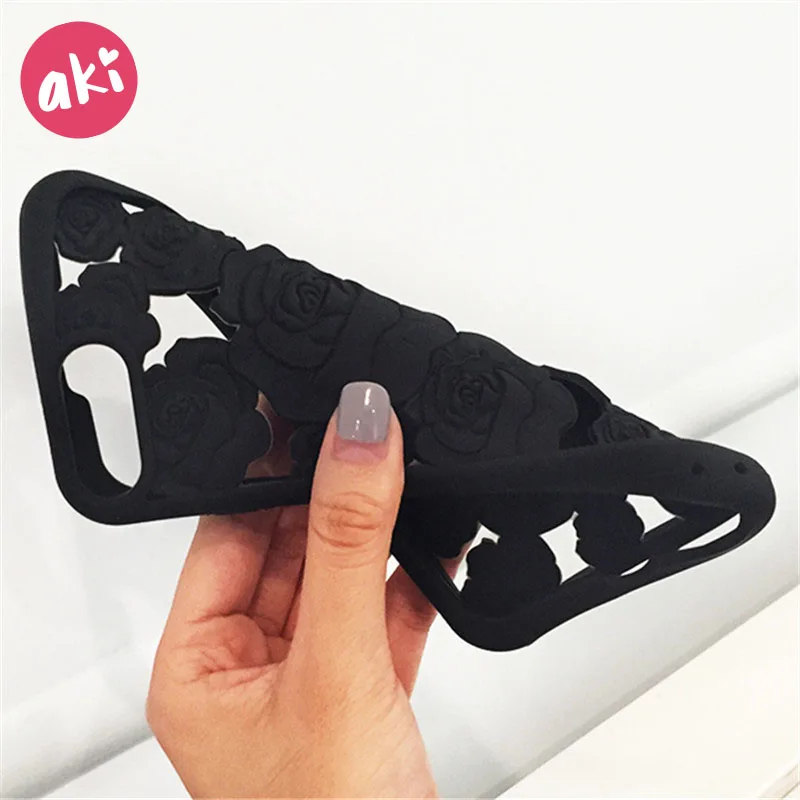 Аки 3D полые розы чехол для телефона iphone 8 7 Plus Роскошный мягкий силиконовый 6 6s X |