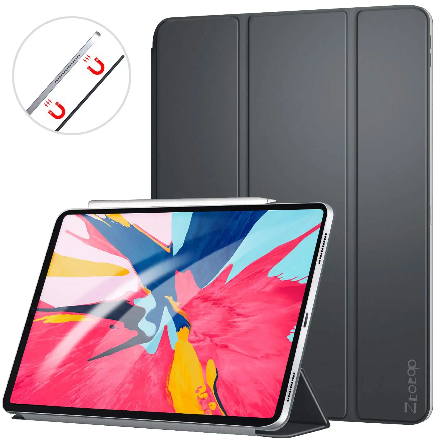 Магнитный умный чехол для iPad Pro, 11 дюймов, чехол с тройной подставкой, Магнитный чехол, магнитное крепление, прорезиненное покрытие для iPad Pro 12,9