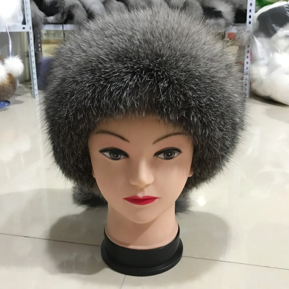 Модная новая стильная Роскошная зимняя Русская Шапка из натурального Лисьего меха, Женская Теплая Шапка хорошего качества из натурального Лисьего меха