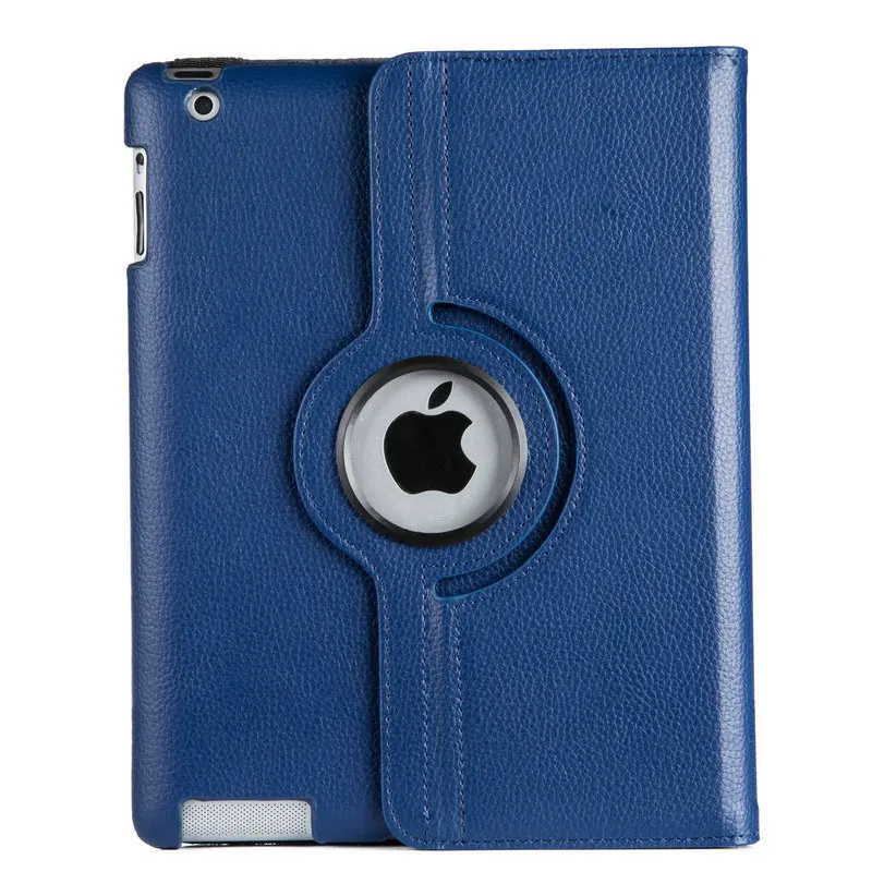 Чехол для Apple iPad 2 iPad 3 iPad 4 из искусственной кожи с Умной подставкой, флип-чехол, вращающийся на 360 градусов, Защитная пленка для экрана, стилус, подарки - Цвет: navy blue