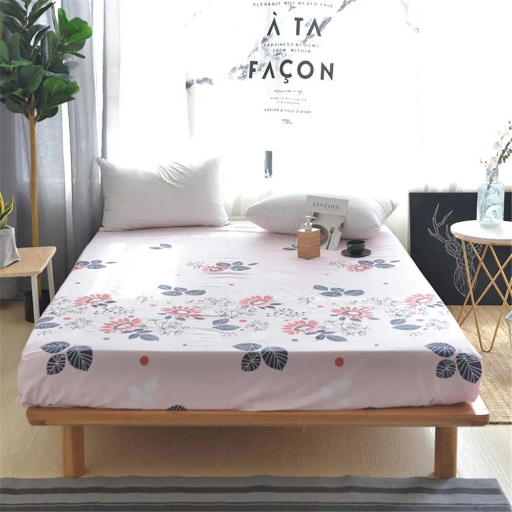 Новый дизайн розовые цветы простыня 100% хлопок наволочка с эластичной лентой