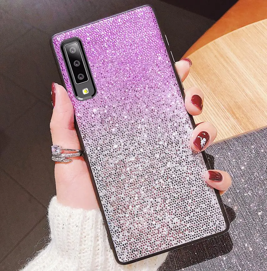 purple Для samsung A7 чехол Сияющий блестящий чехол для телефона для samsung Galaxy A7 7 A750F A750 SM-A750F 7 A A7 принципиально чехол - Цвет: purple