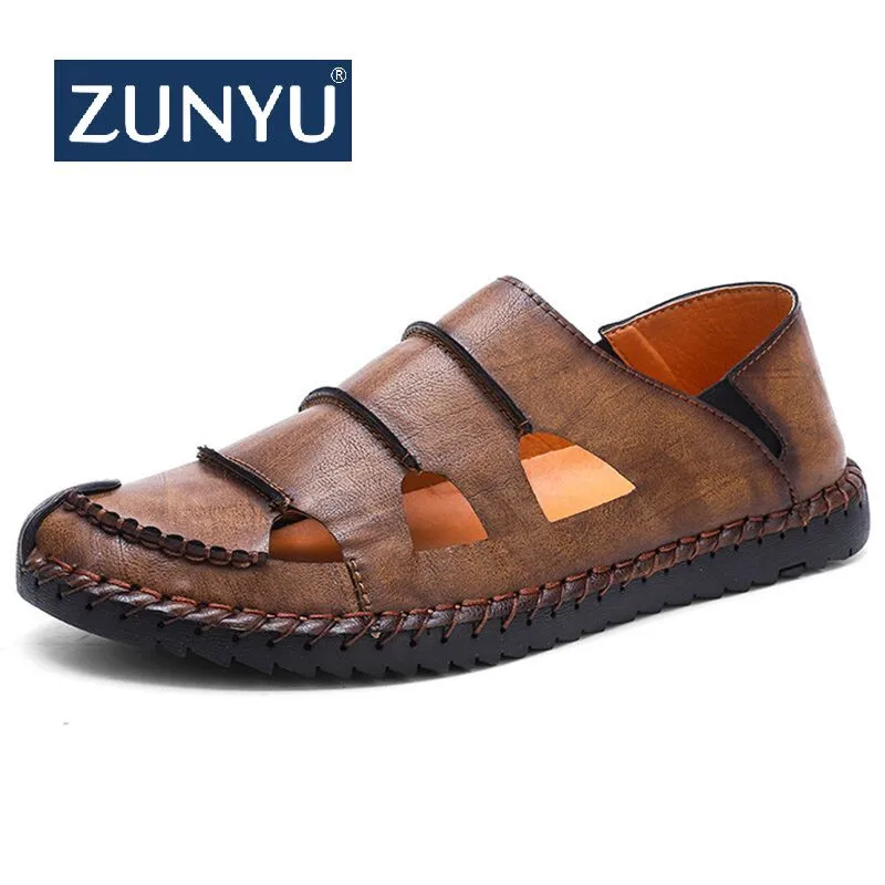 ZUNYU/Новинка года; удобные мужские сандалии ручной работы; Высококачественная мягкая Летняя мужская обувь; Повседневная пляжная обувь в стиле ретро; большой размер 48