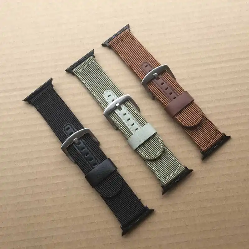 Полосатый нейлон + кожаный ремешок для часов Apple Watch 38/42 мм iwatch серии 1 2 3 | Наручные