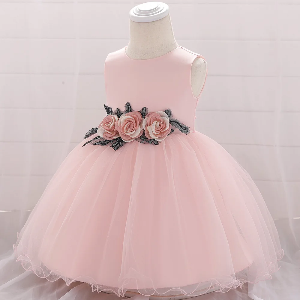 Пышное платье для маленьких девочек; Ropa Bebe; платье для крещения; платье с цветочной аппликацией для дня рождения; платье на крестины для маленьких девочек; Vestidos