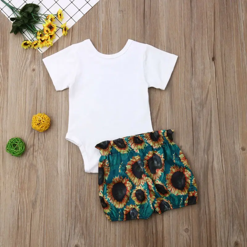 Летняя одежда для новорожденных девочек топы с короткими рукавами и рисунком