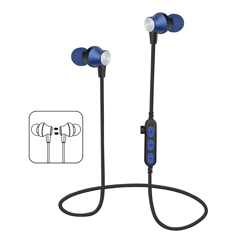 30 шт./лот, MS-T2, магнитные Bluetooth спортивные наушники, беспроводная гарнитура для бега с микрофоном, MP3, наушники, бас стерео, BT 4,2, для iphone 6, 7