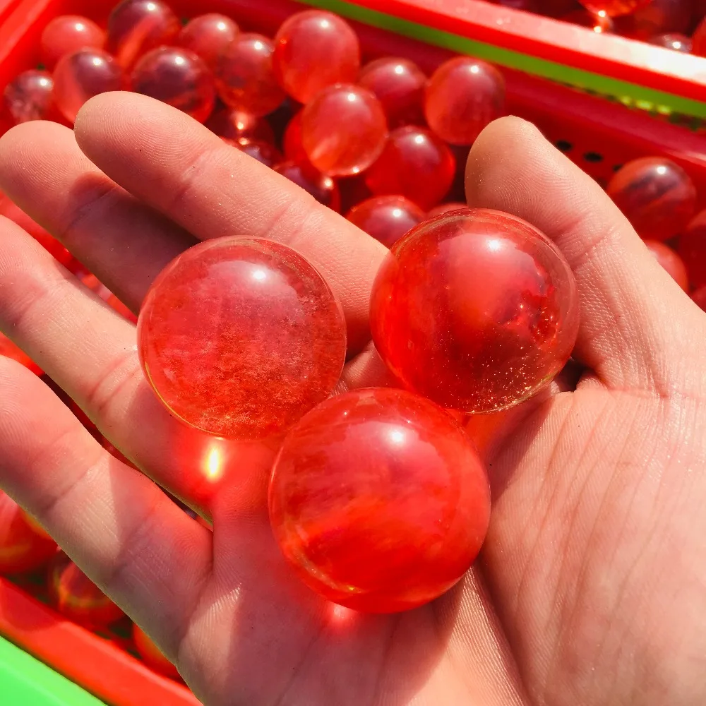 

3PC Natural quartz red Stone Ball Crystal Sphere Decorative synthetic ball