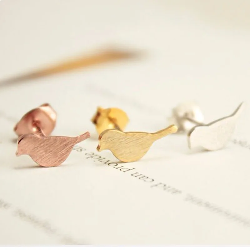 Серьги гвоздики в виде птиц золотистые/Серебристые/розовые/золотистые|ear studs|earrings