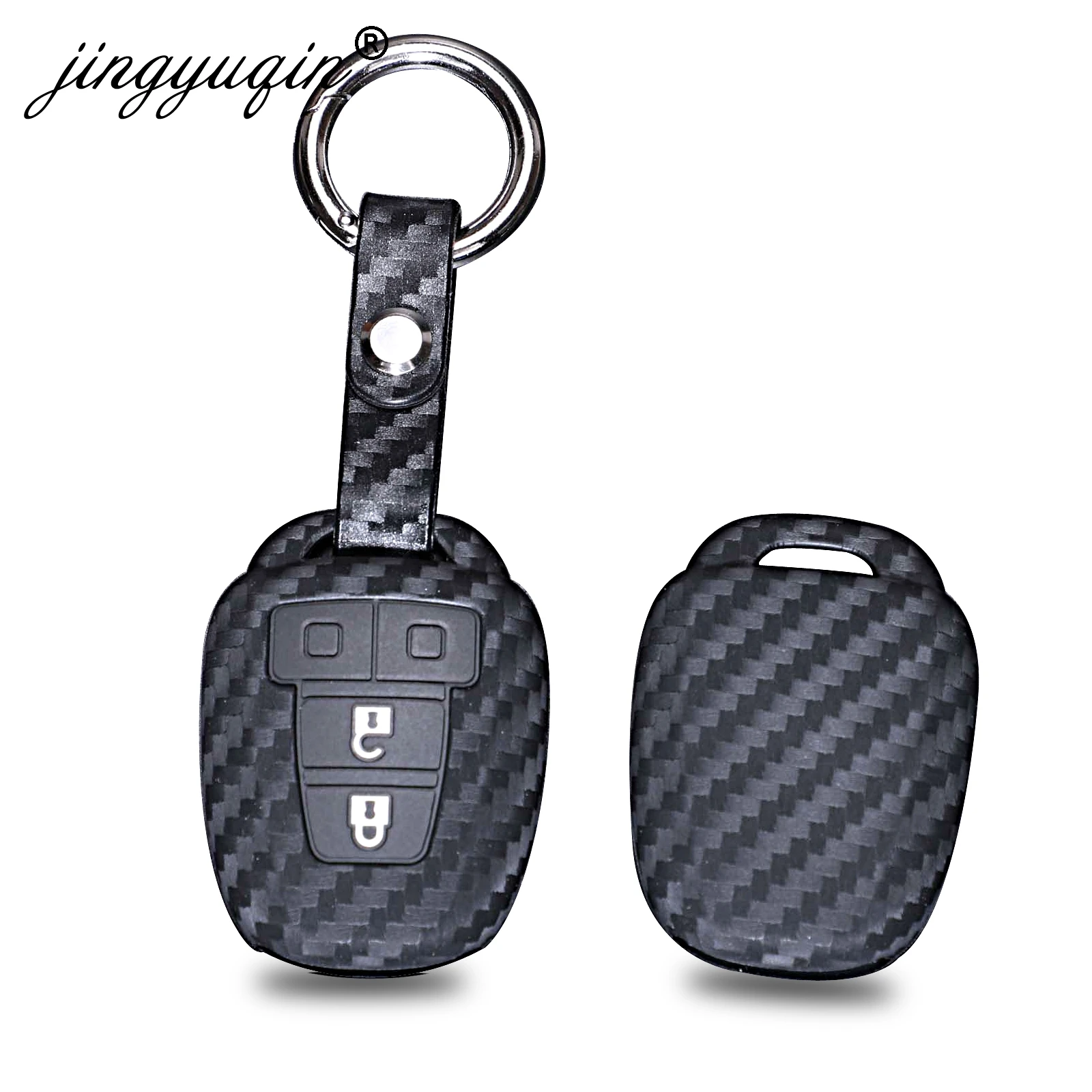 Jingyuqin 4 кнопки карбоновый силиконовый чехол для ключей Fob Toyota CAMRY 2012 2013 2014 2015 Corolla