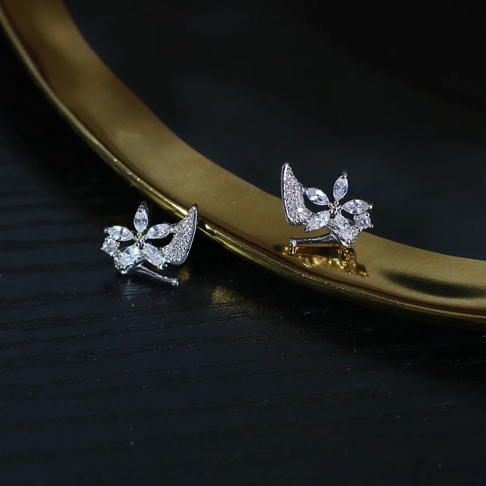 Nueva marca de moda de plata circon joyeria forma zapato damas перфорация pendientes