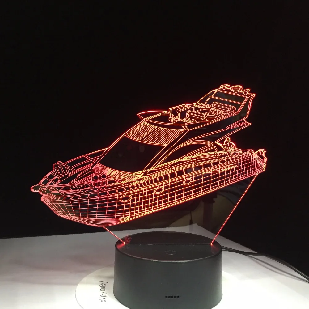 Yacht 7 цветов 3D светодиодный светильник визуальный светодиодный ночник для детей подарок сенсорный Usb Настольный Lampara детский спальный Ночник детская лампа
