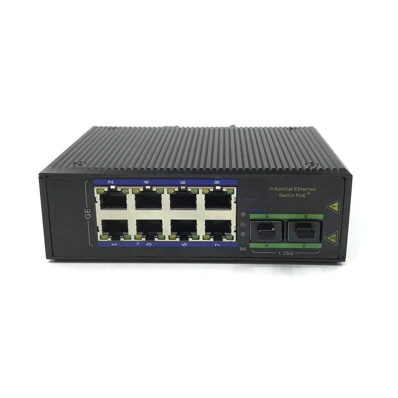 

Managed industrial PoE Switch Dual power PoE Switch DIN-Rail Terminal Gigabit 10/100/1000Mbs 8-port RJ45 industrial