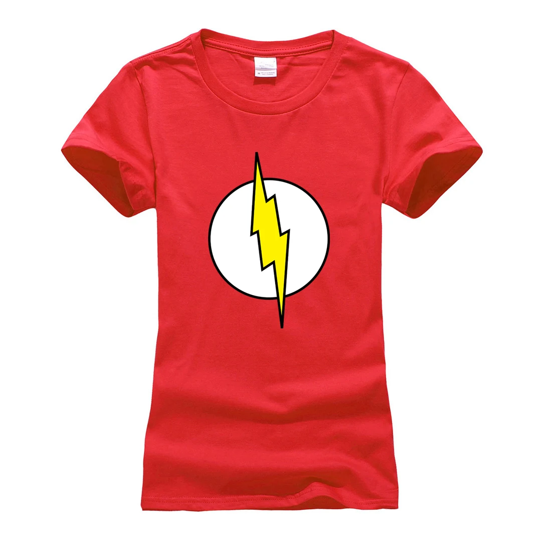 Женская футболка Sheldon Cooper femme, модная одежда в стиле хип-хоп для фитнеса, брендовая футболка, супер герой, флэш, косплей, футболка, лето, camiseta - Цвет: red