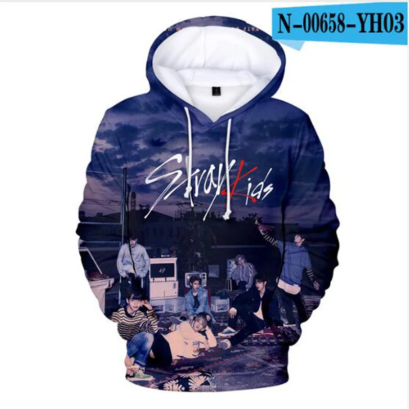 LUCKYFRIDAYF 2019 K-pop K-POP Stray Kids Hoodies Hooded Sweatshirt 3D Printed MINHO JISUNG WOOJIN CHANGBIN FELIX Kpop Harajuku | Женская