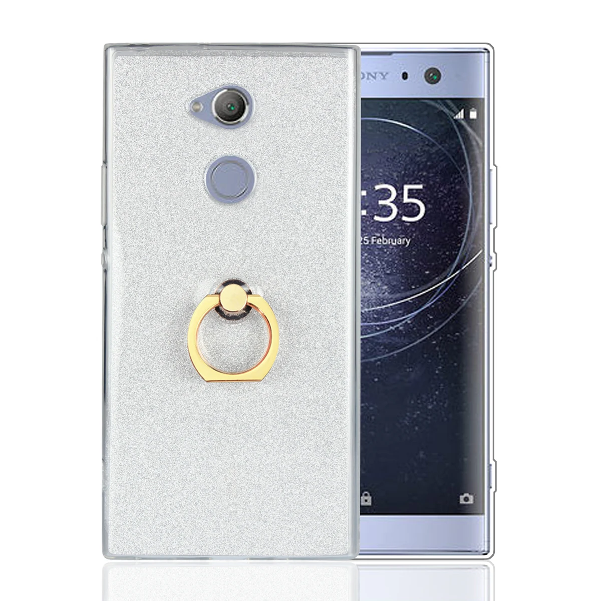 Блестящий чехол с кольцом для пальца для sony Xperia Z5 C5 Z4 Z3 C3 XZ4 XZ3 XZ2 XZ Z2 XA2 Z1 XZ1 F8342 компактный Премиальный XA1 C6 xa ультра полное покрытие - Цвет: silver