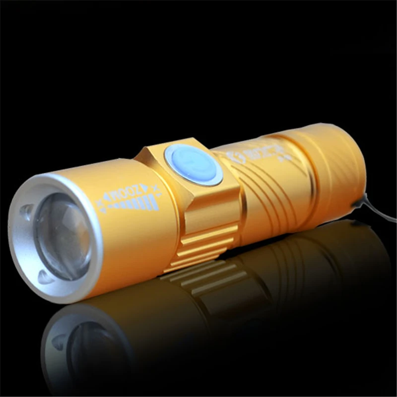 Светодиодный фонарик USB телескопический с аккумулятором 18650|flash light|torche militaireflashlight
