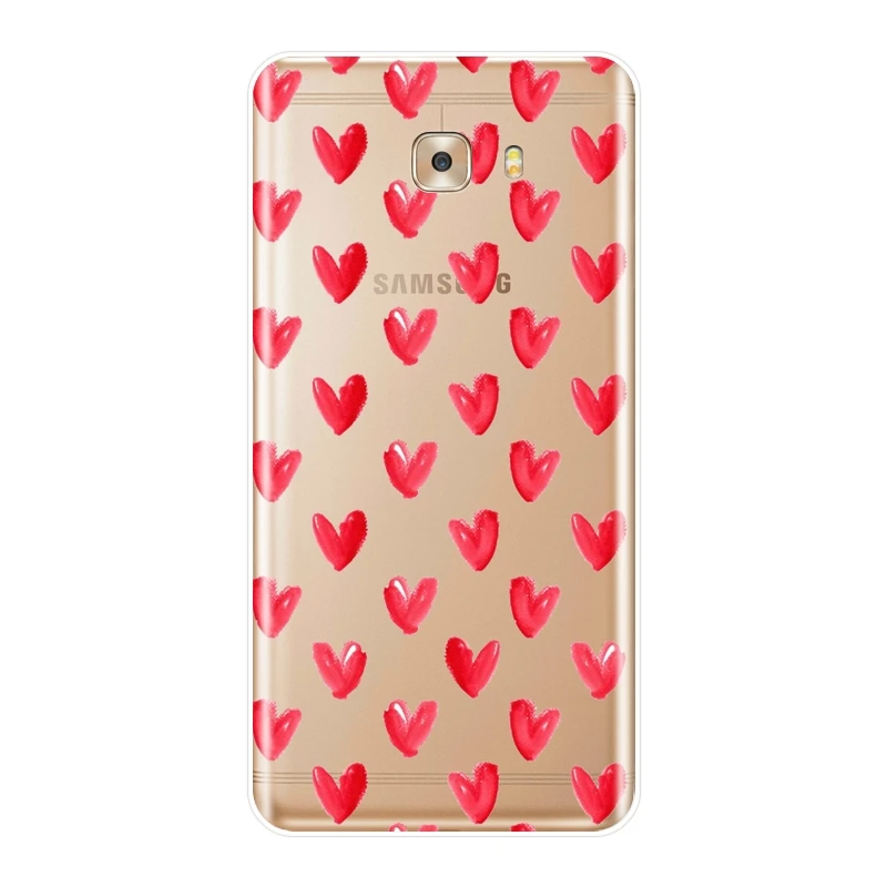 Милый красный телефонный чехол Love Hearts Kawaii для Samsung Galaxy C5 C7 C8 мягкий силиконовый из