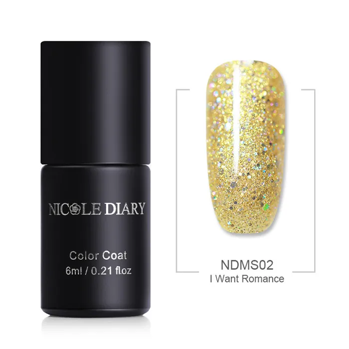 NDMS02 NICOLE DIARY 6 мл Лак для ногтей гель металлик Хамелеон голографический кошачий глаз гель лак для УФ лампы Магнитный художественный Лак Блеск - Цвет: NDMS02
