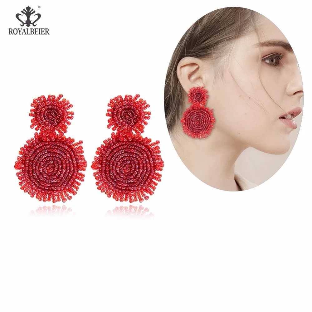 ROYALBEIER богемные серьги с бусинами и кисточками для женщин большие висячие