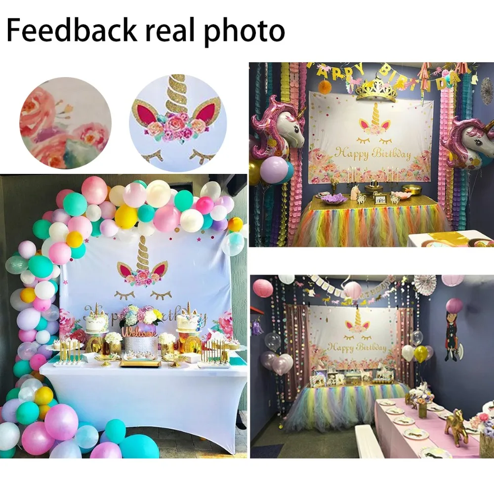 Фон для фотосъемки Allenjoy с изображением белых цветов и золотых детских фотографий