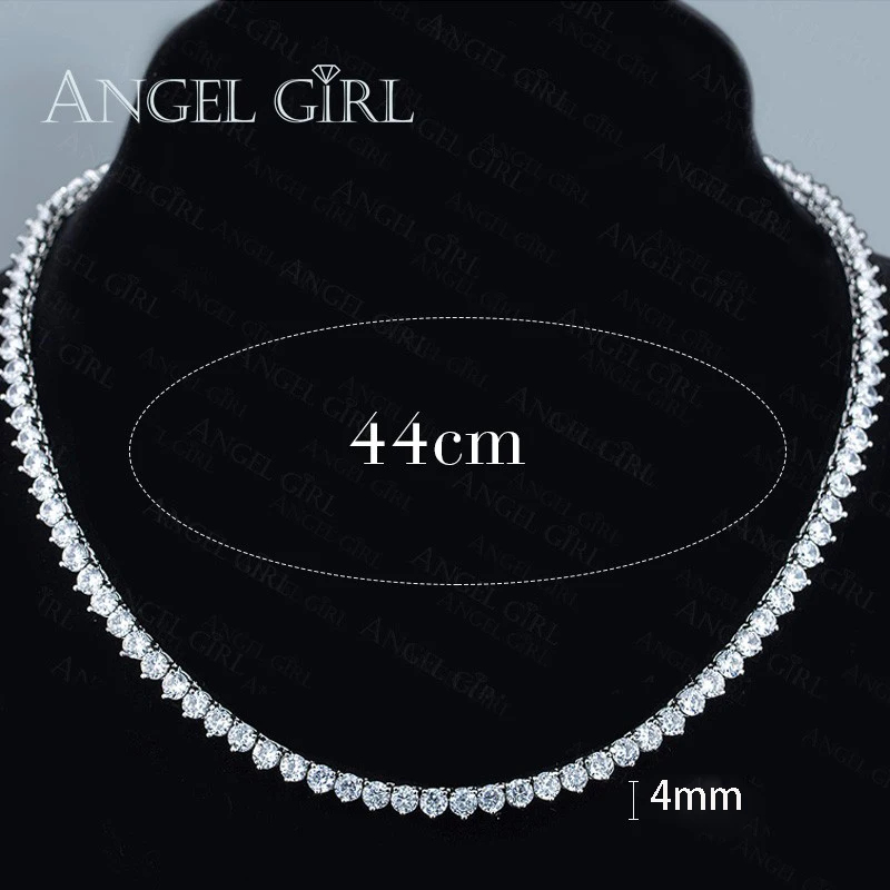 Angelgirl амулеты блестящие 18 дюймов три зубец 4 мм циркон теннис серебро и золото