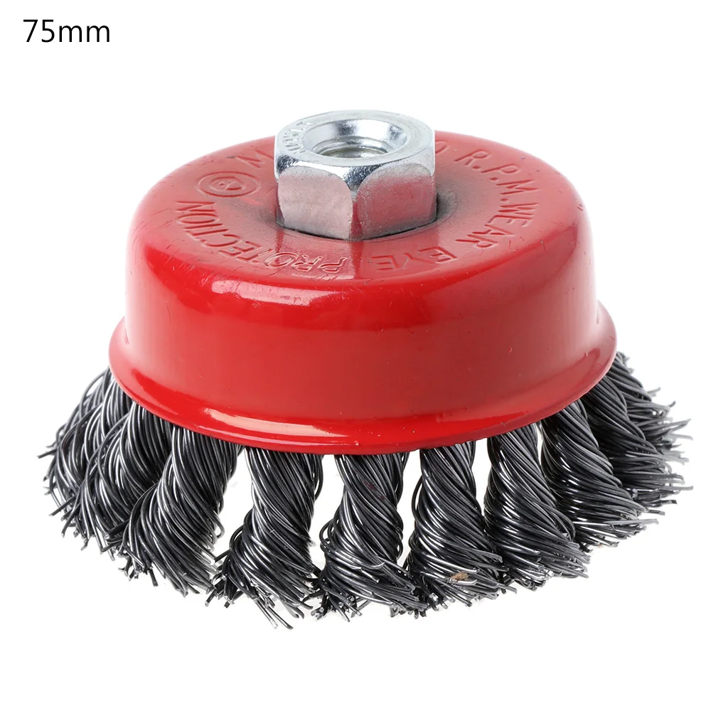 Diameter 75mm(2.9in) M10 проволока из нержавеющей стали, чаша для полировки, щетка с отверстием 10 мм, витая проволочная форма, колесо для полированных инструментов для удаления пыли 649E - Цвет: Diameter 75mm(2.9in)