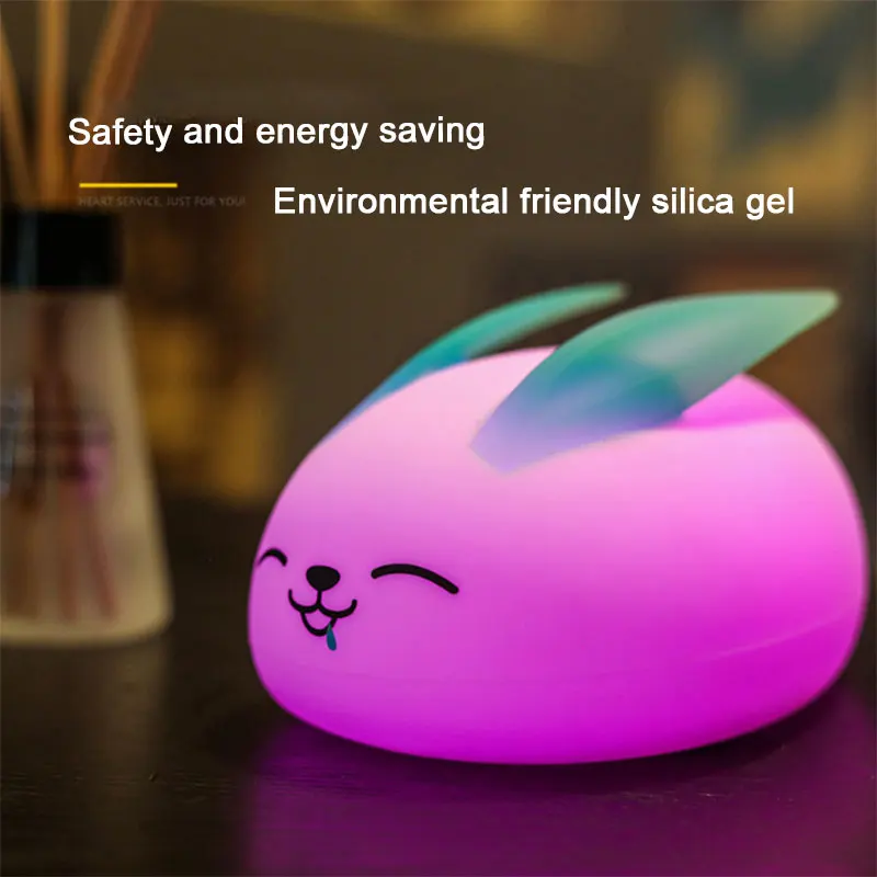 Creative Gift Cartoon Rabbit Silicone Charging Nightlight | Лампы и освещение