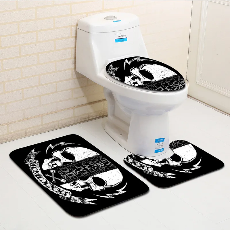 Бесплатная доставка 3 шт. зеленый коврик для ванной с черепом Banyo Paspas набор