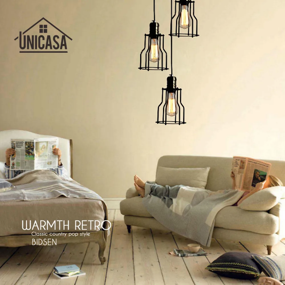 Античные светильники из кованого железа черная металлическая клетка подвесные