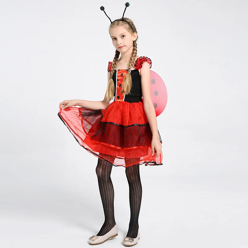 New Baby Girls Cartoon Ladybug Dresses Children Cosplay Princess Dress Kids Fancy Party Halloween Costume Clothes 3-7 Y vestido | Детская