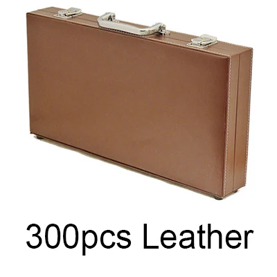 300 Leather 300 шт фишки для покера, контейнер для фишек, портфель для покера, коробка для хранения фишек для покера, кейс для фишек для покера - Цвет: 300 Leather