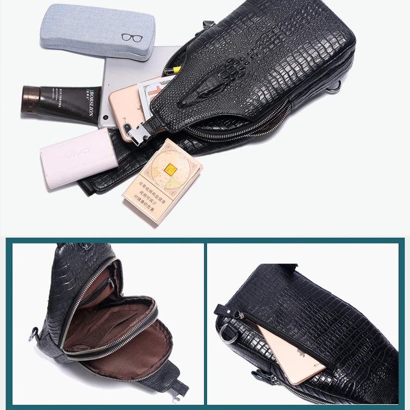 Нагрудная сумка мужская из натуральной кожи модный мессенджер саквояж на плечо