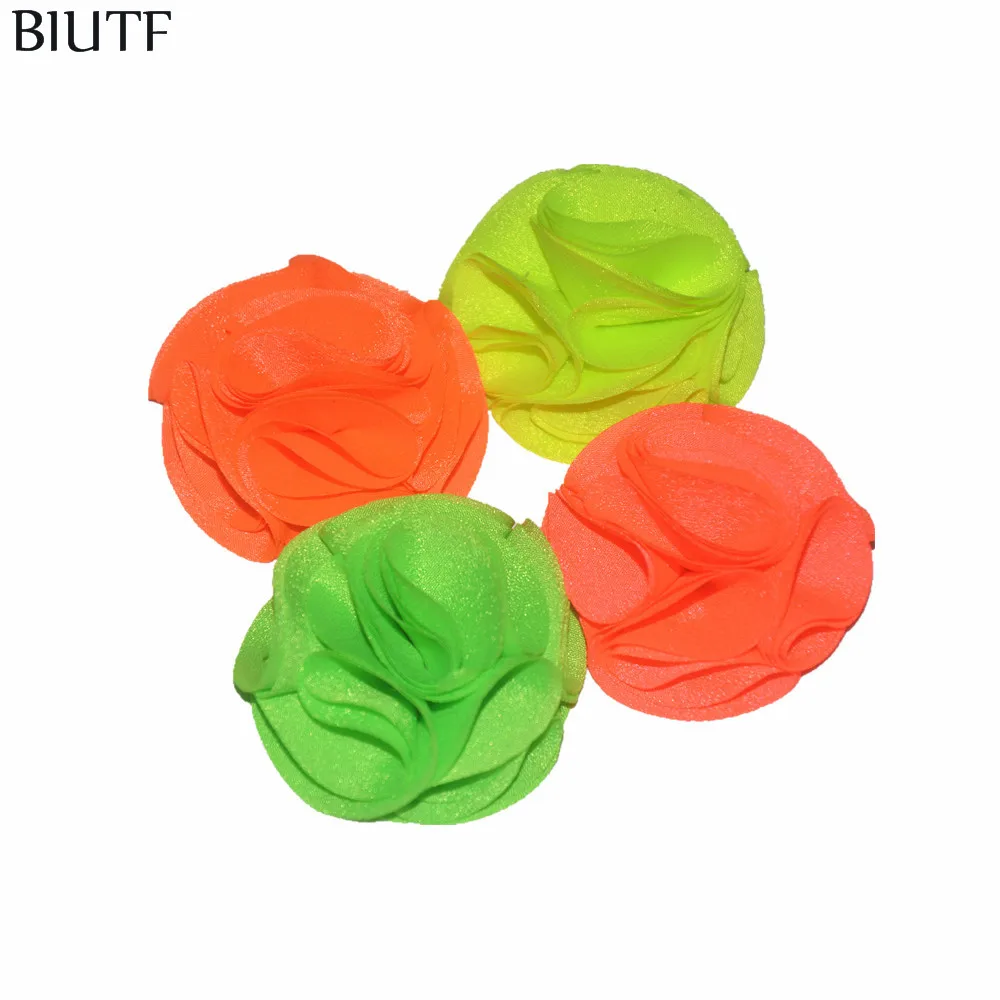 50 шт./лот заколка для волос с цветной подкладкой и многослойной тканью шифоновая