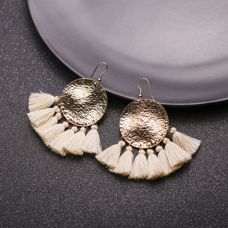 Fashion color tassel long dangle earrings for women bohemia female girl dating gift vintage holiday party | Украшения и