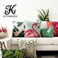 american wind tropical plants flamingo geometry pillow cover home decorative pillows linen pillow case office sofa cushion cove