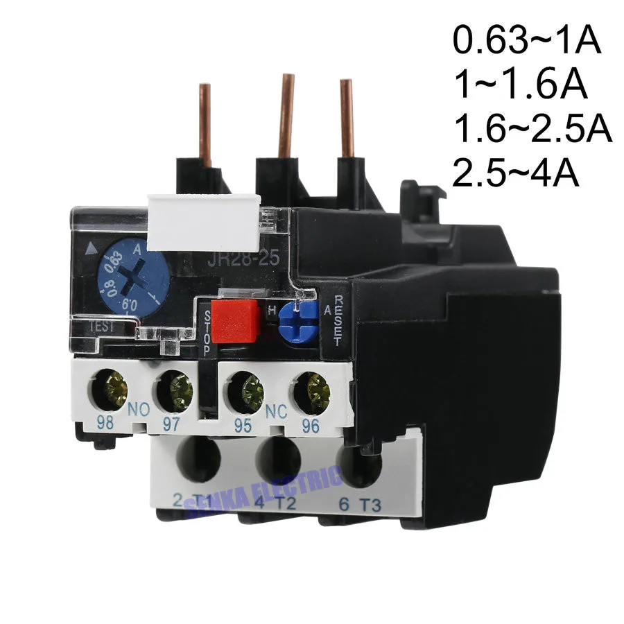 3P JR28 25 LR2 D13 Электрический Термальность реле перегрузки 1A 1.6A 2.5A 4A 1NO 1NC|Реле| |