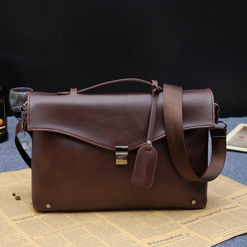 

New Brand men's leather messenger bags vintage crossbody bag men shoulder bag postman briefcase male Handbags
