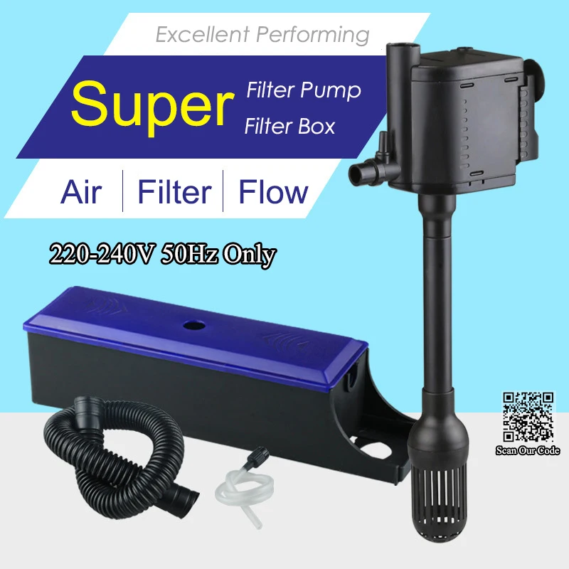 Super Aquarium Multifunction Filter 3 in 1, Filter Box + Air Pump + Water Pump, aquarium internal filter pump, Submers NeverElse