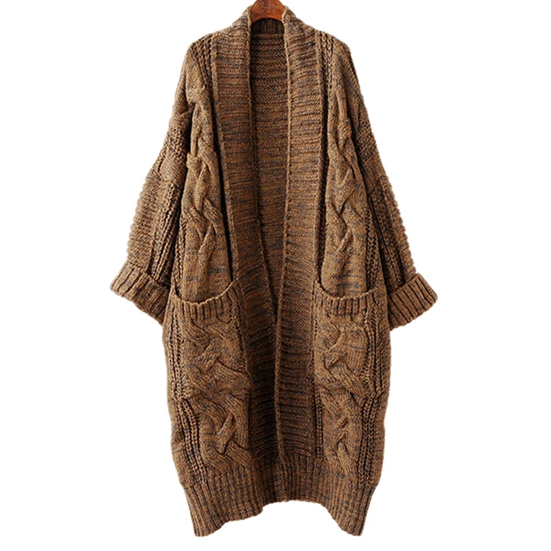 Long Style Loose Batwing Sleeves Big Size Knitting Cardigans Autumn Winter Thick Warm Clothing V Neck Sweater AC5897 |