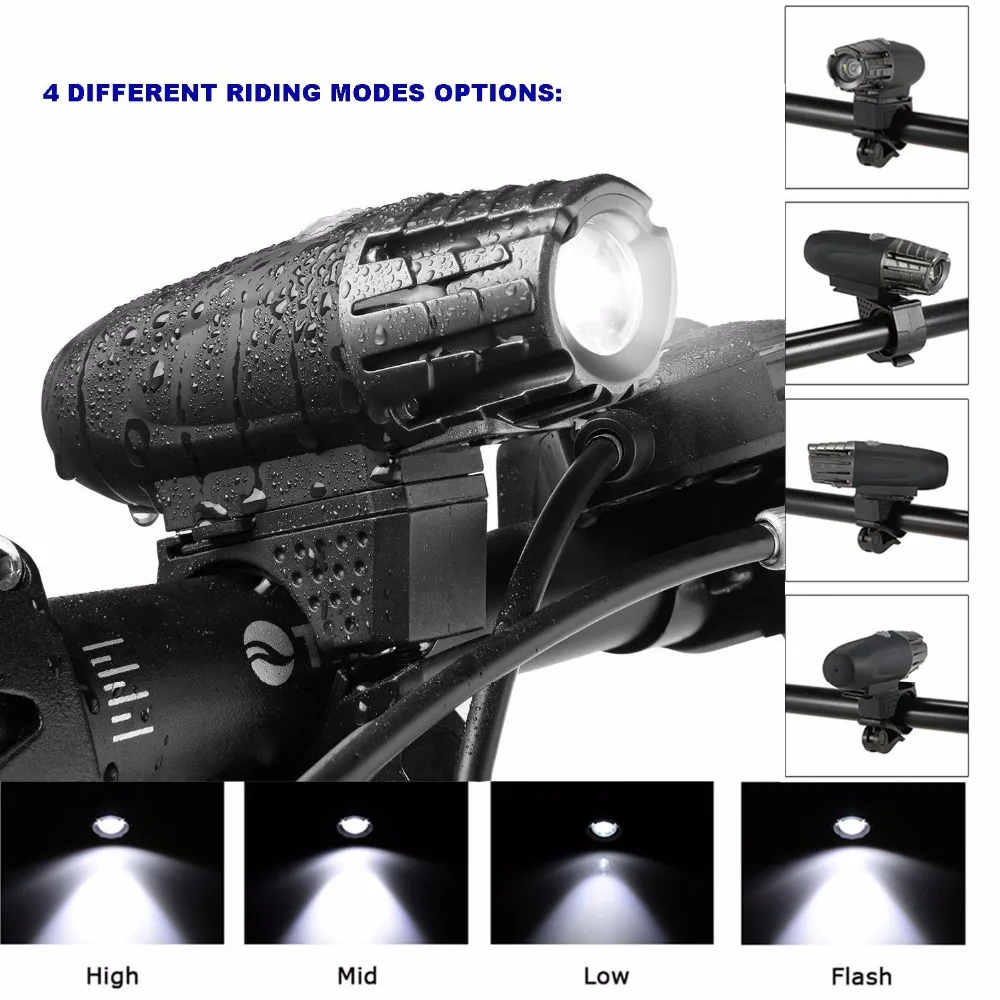 USB Перезаряжаемый велосипедный светильник мощный люмен головной светодиодный