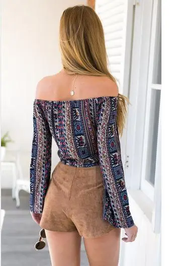 2015 Большой размер новинка женщины блузка напечатаны о-образным шею рукавов