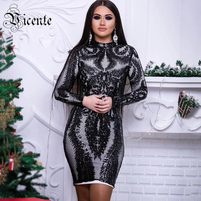 Женское вечернее платье миди в сеточку черное облегающее с блестками длинным
