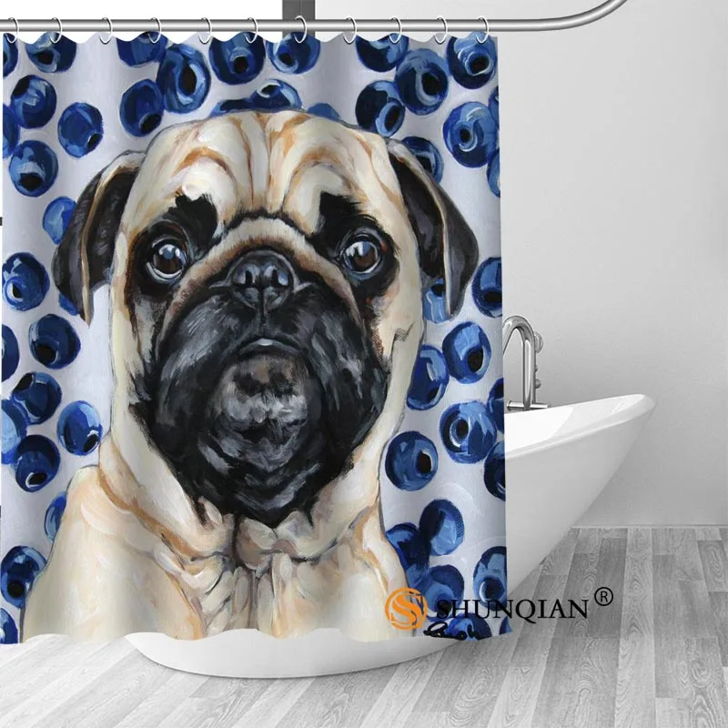 6 Shower Curtain Мопс живопись Ванна Шторы полиэстер ткань душ Шторы ванная комната красивые Ванна Декор печатать фотографии - Цвет: 6 Shower Curtain