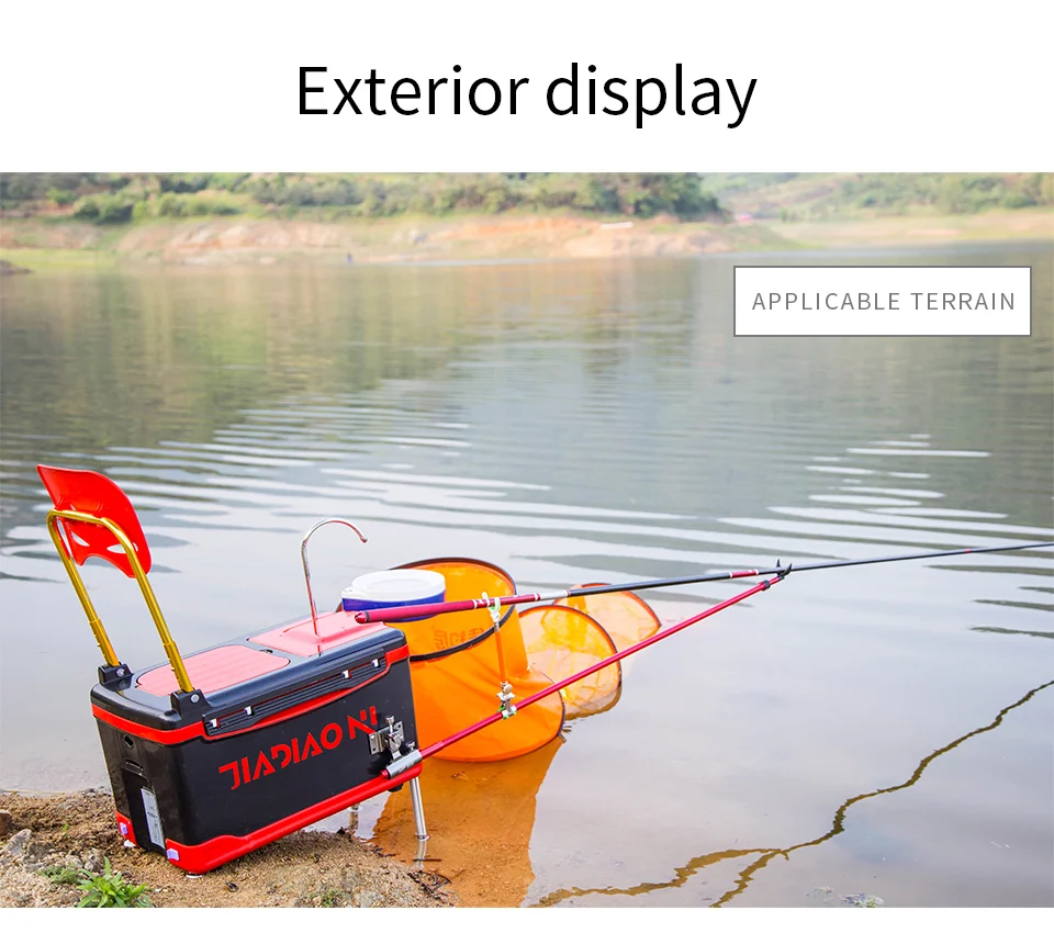 JIADIAONI 30L 5.5kg Plastic Multifunction Fishing Tackle Boxes Portable Fishing Box Seat