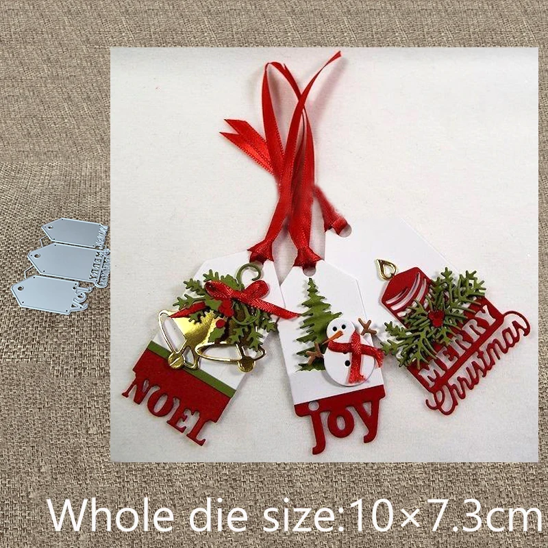 

XLDesign Craft Metal Cutting Die die cuts 3pcs Christmas tags decoration scrapbook Album Paper Card Craft Embossing die cuts