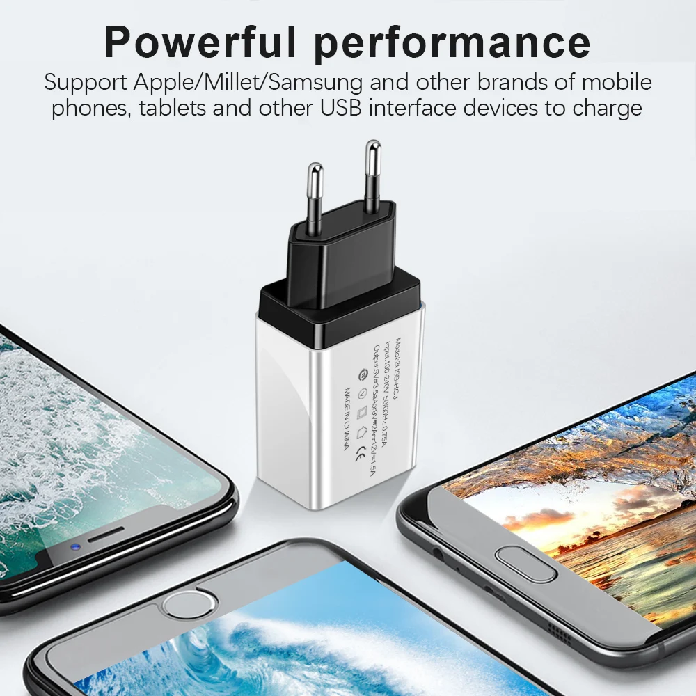 Дорожное зарядное устройство Suhach с 3 USB портами 5 В 1 А настенное портативное